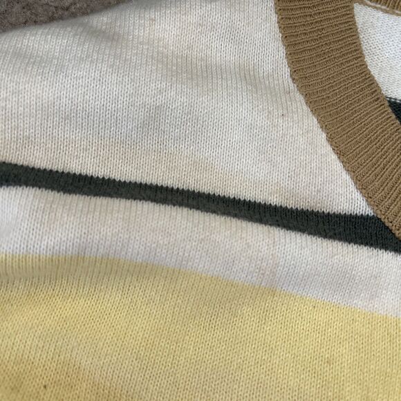 90s Gap striped Retro Preppy cardigan M academia preppy twee colorful Tan Orange - Picture 8 of 8